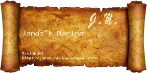 Janák Marina névjegykártya